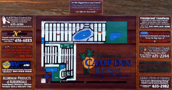 Camp Inn RV Resort CNC Routed and Sandblasted Carved 3D Signage