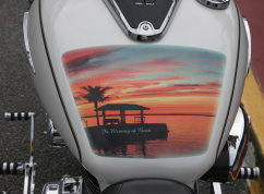 Motorcycle fuel tank printed vinyl